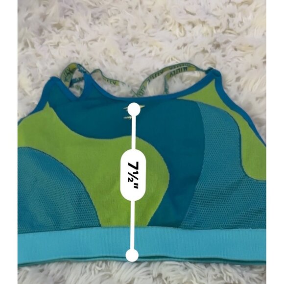 Gymshark Womens Strappy Back Sports Bra Teal & Neon Green xs Activewear - Picture 8 of 8